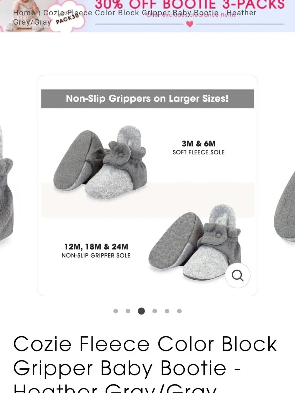 Zutano Cozie Fleece Color Block Gripper Baby Bootie (3month)
